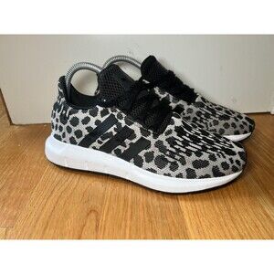 Adidas Swift Run Shoes Womens Size 7 Black White Leopard Print Sneakers BD7962